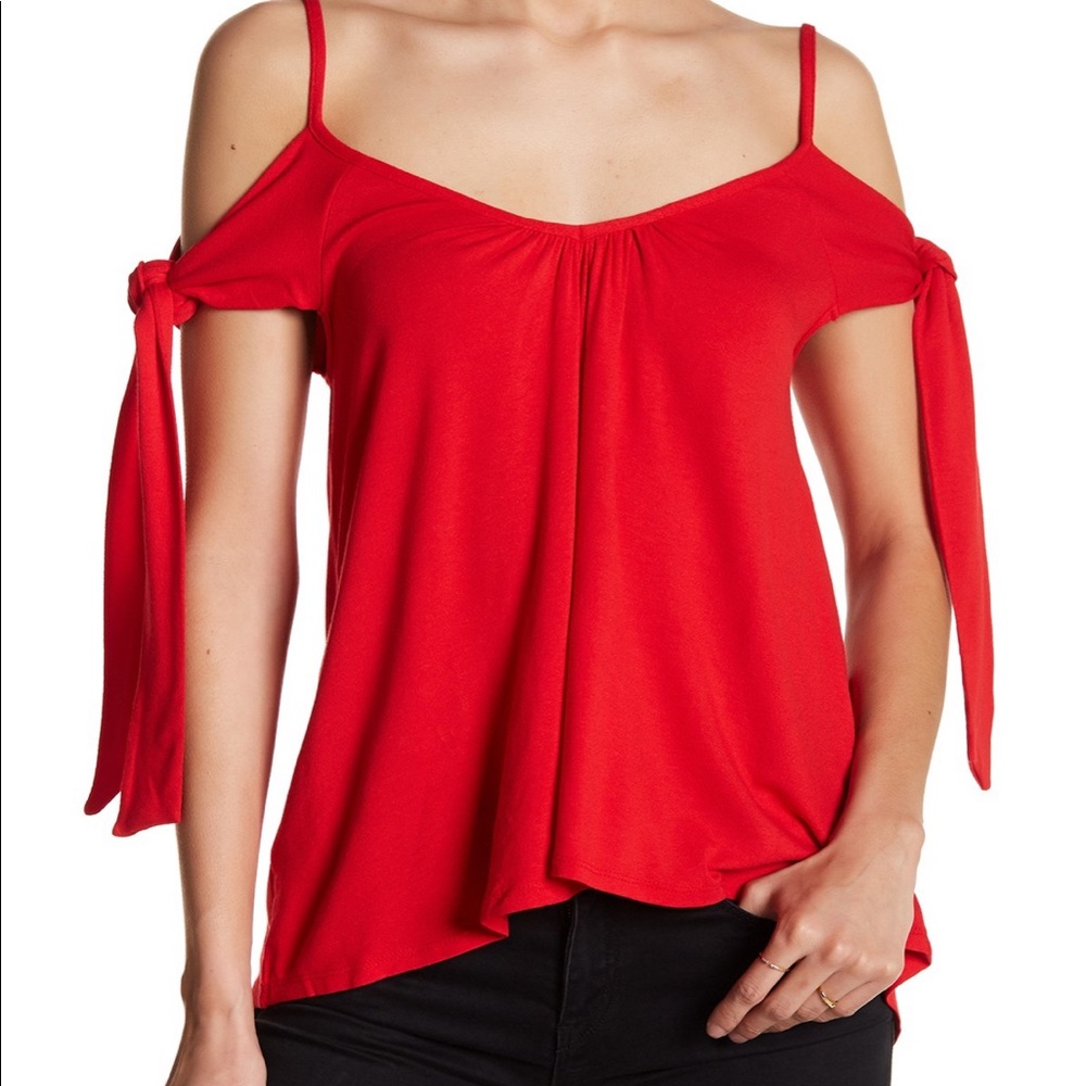 FREE PEOPLE Red Scarlett cold-shoulder top